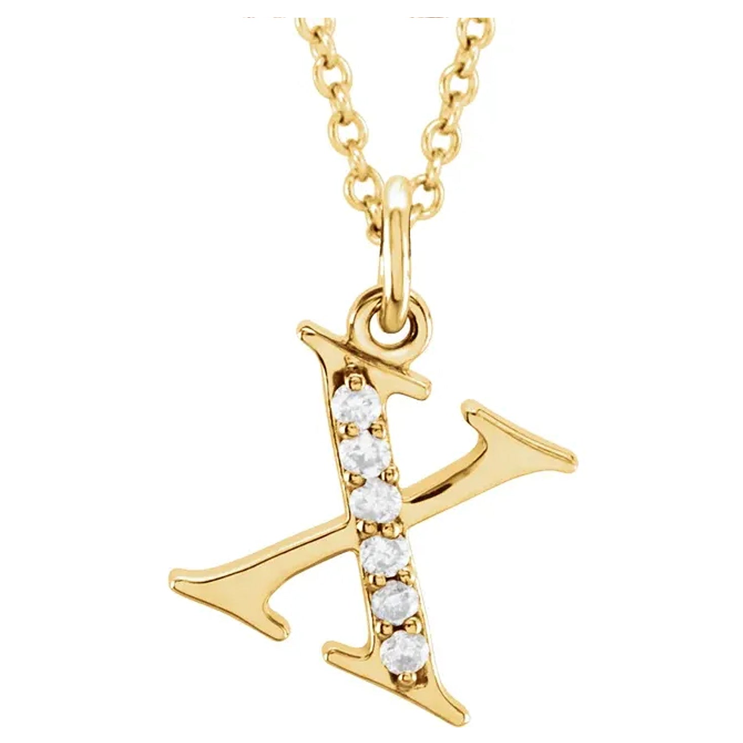 14K Gold Diamond Lowercase Initial Pendant Necklace