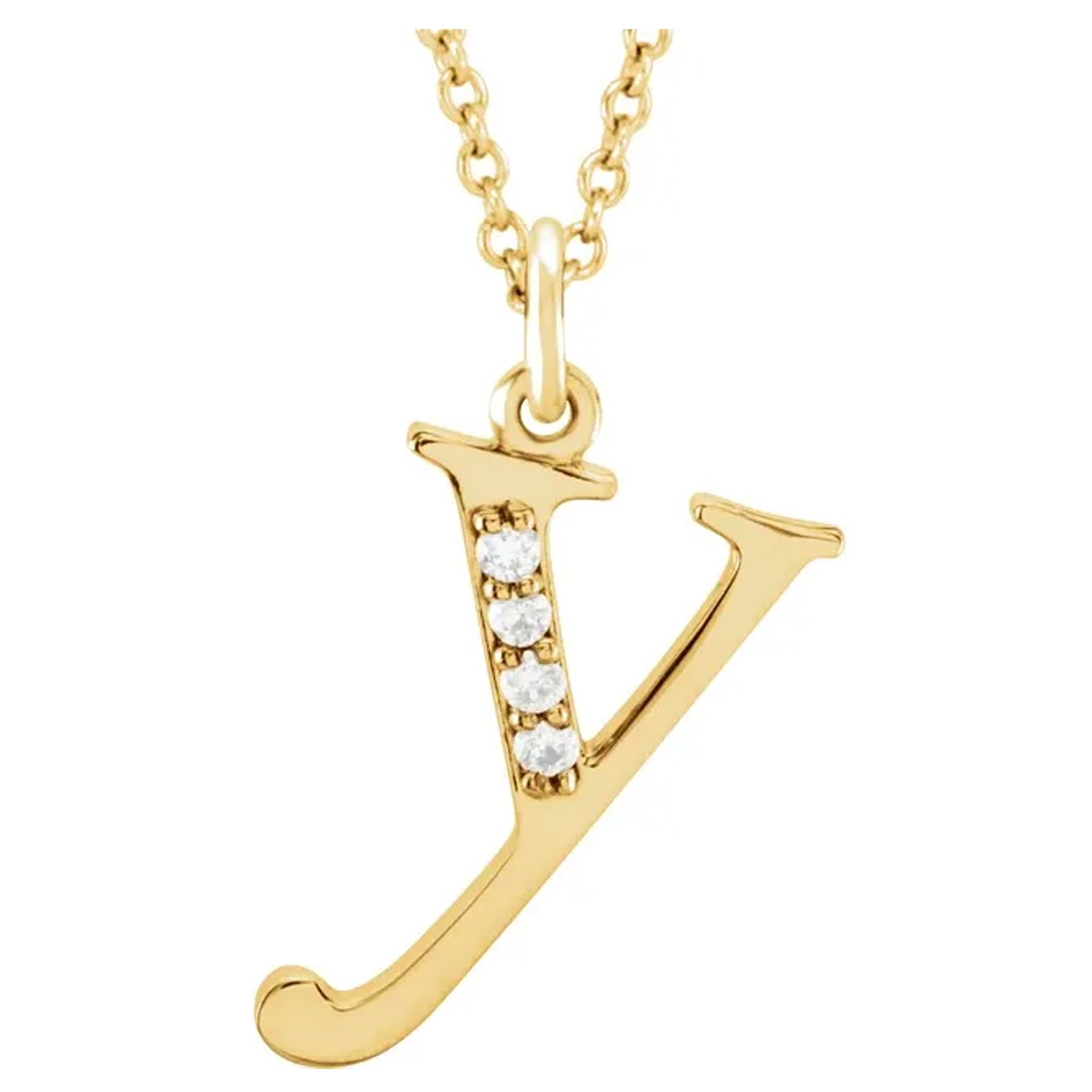 14K Gold Diamond Lowercase Initial Pendant Necklace