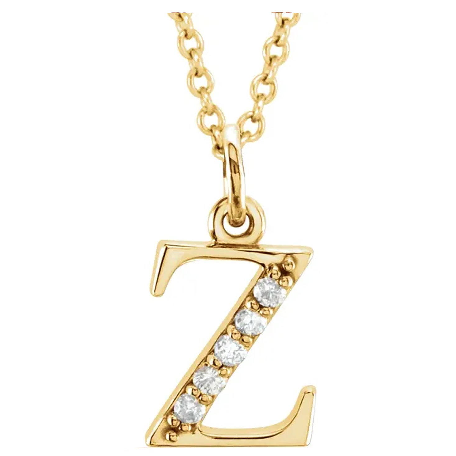 14K Gold Diamond Lowercase Initial Pendant Necklace