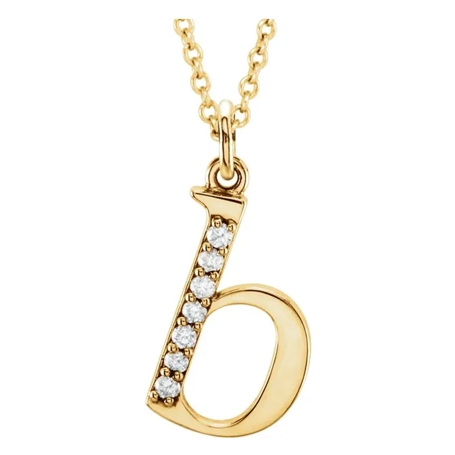 14K Gold Diamond Lowercase Initial Pendant Necklace