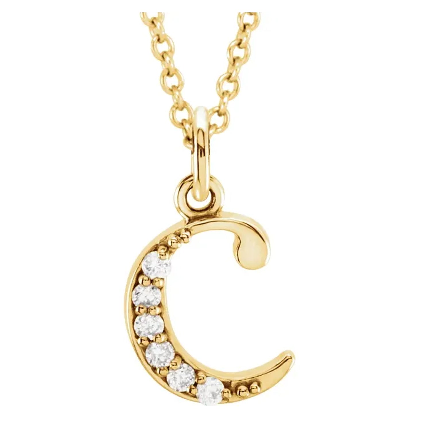14K Gold Diamond Lowercase Initial Pendant Necklace