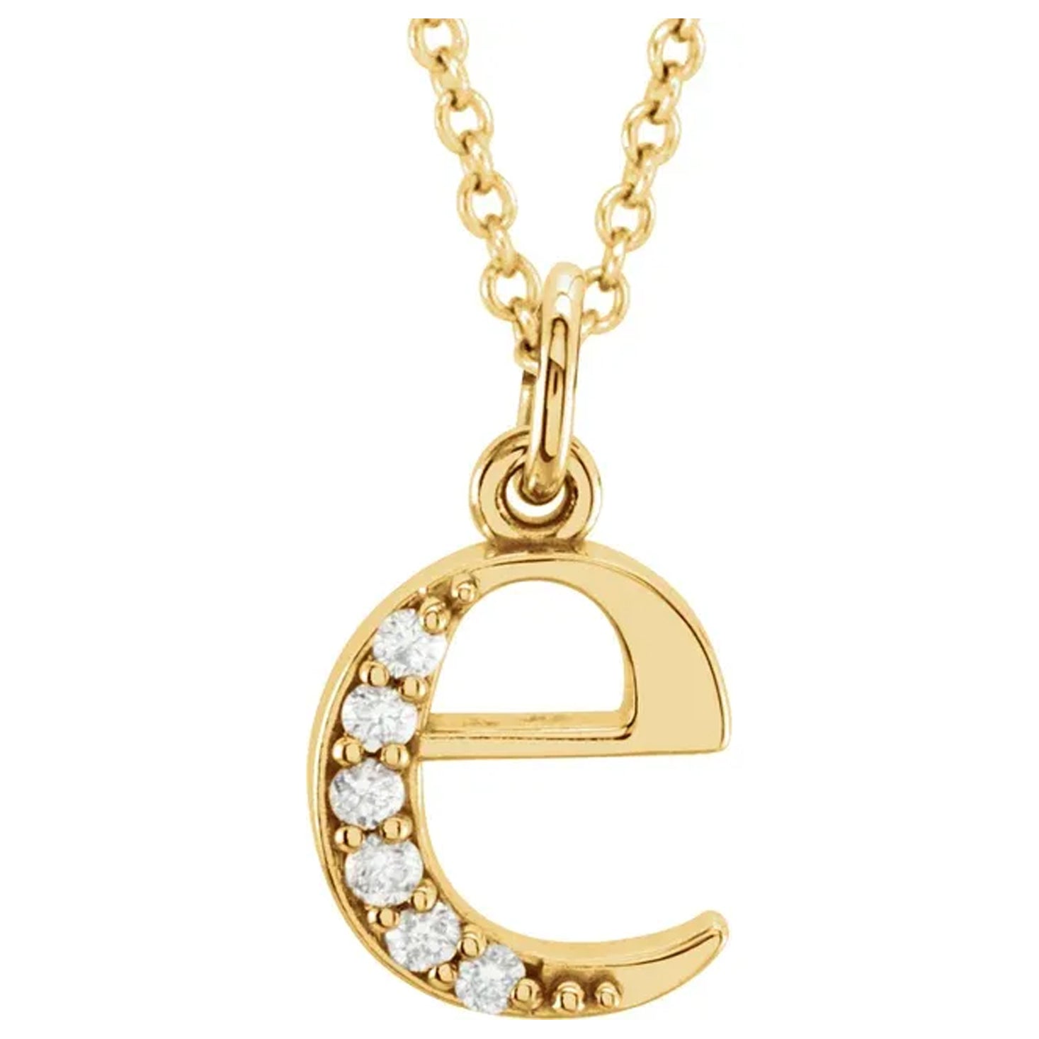 14K Gold Diamond Lowercase Initial Pendant Necklace