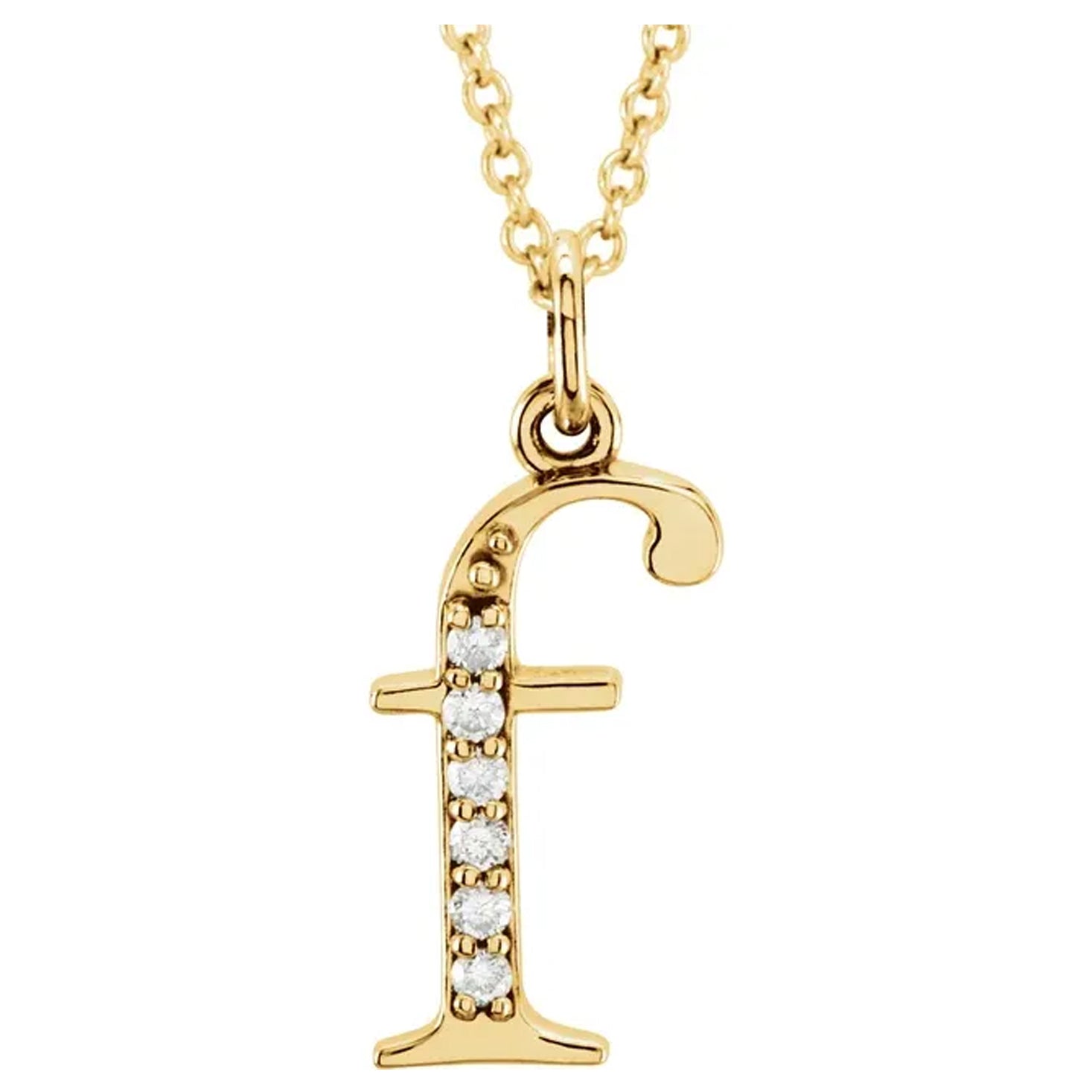 14K Gold Diamond Lowercase Initial Pendant Necklace