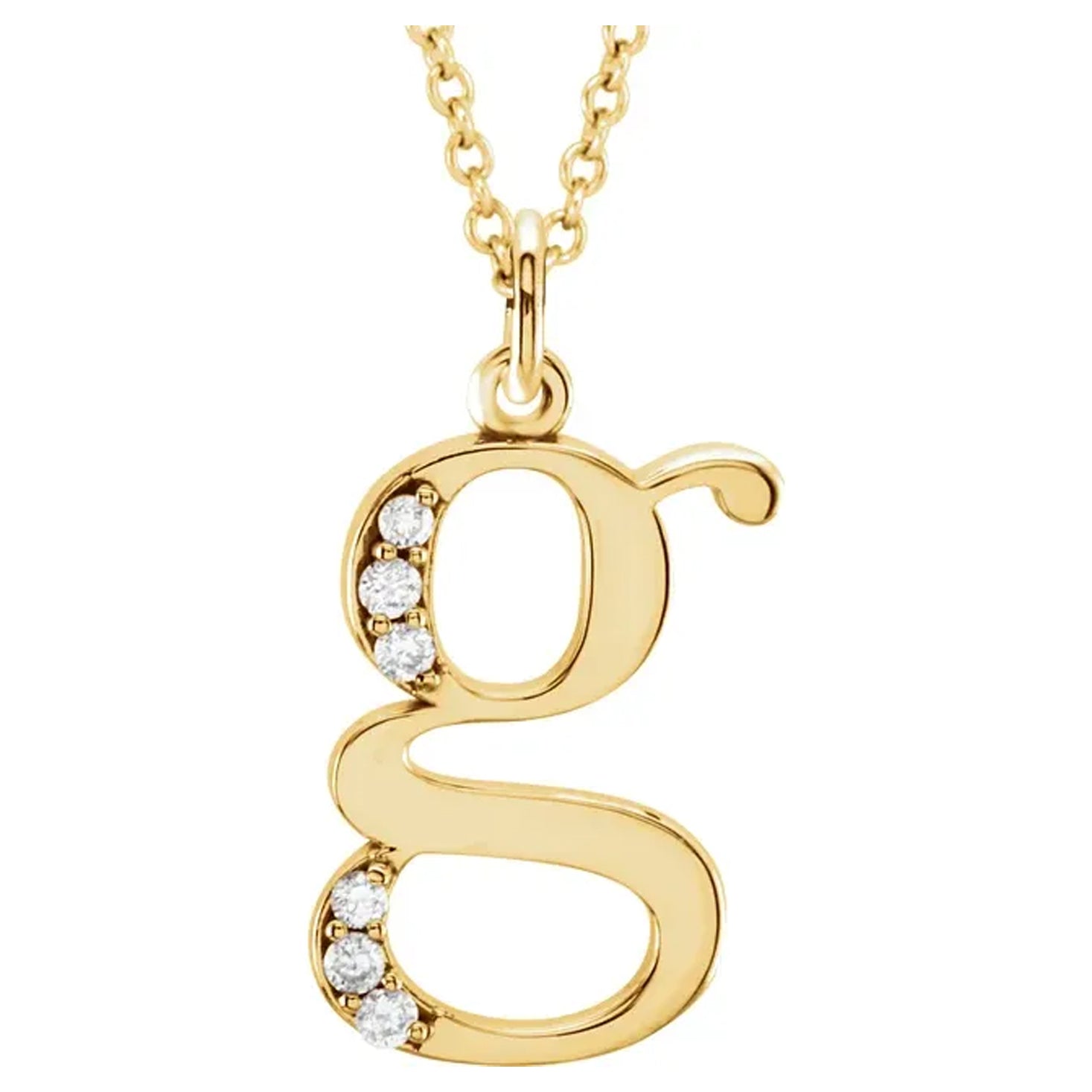 14K Gold Diamond Lowercase Initial Pendant Necklace