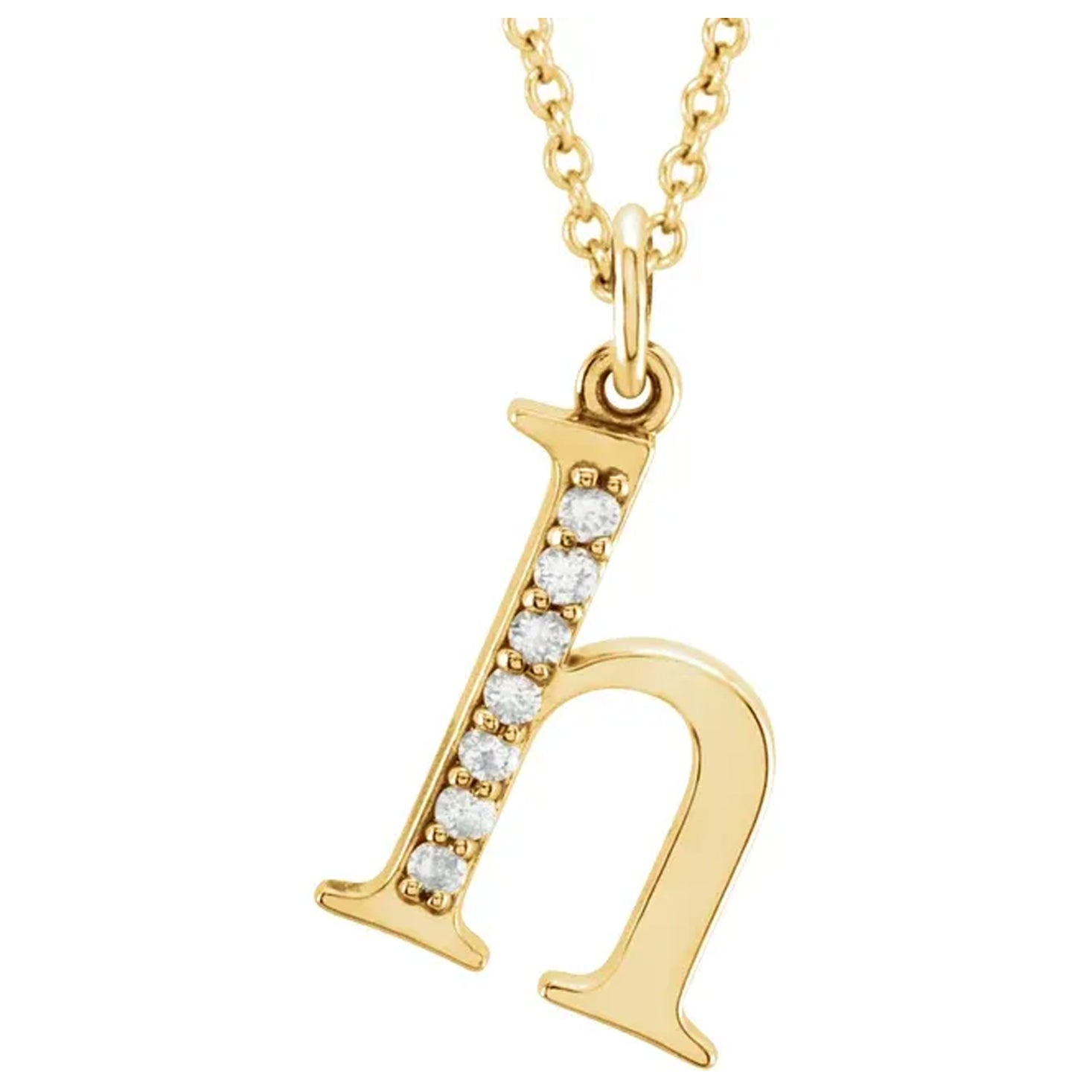 14K Gold Diamond Lowercase Initial Pendant Necklace