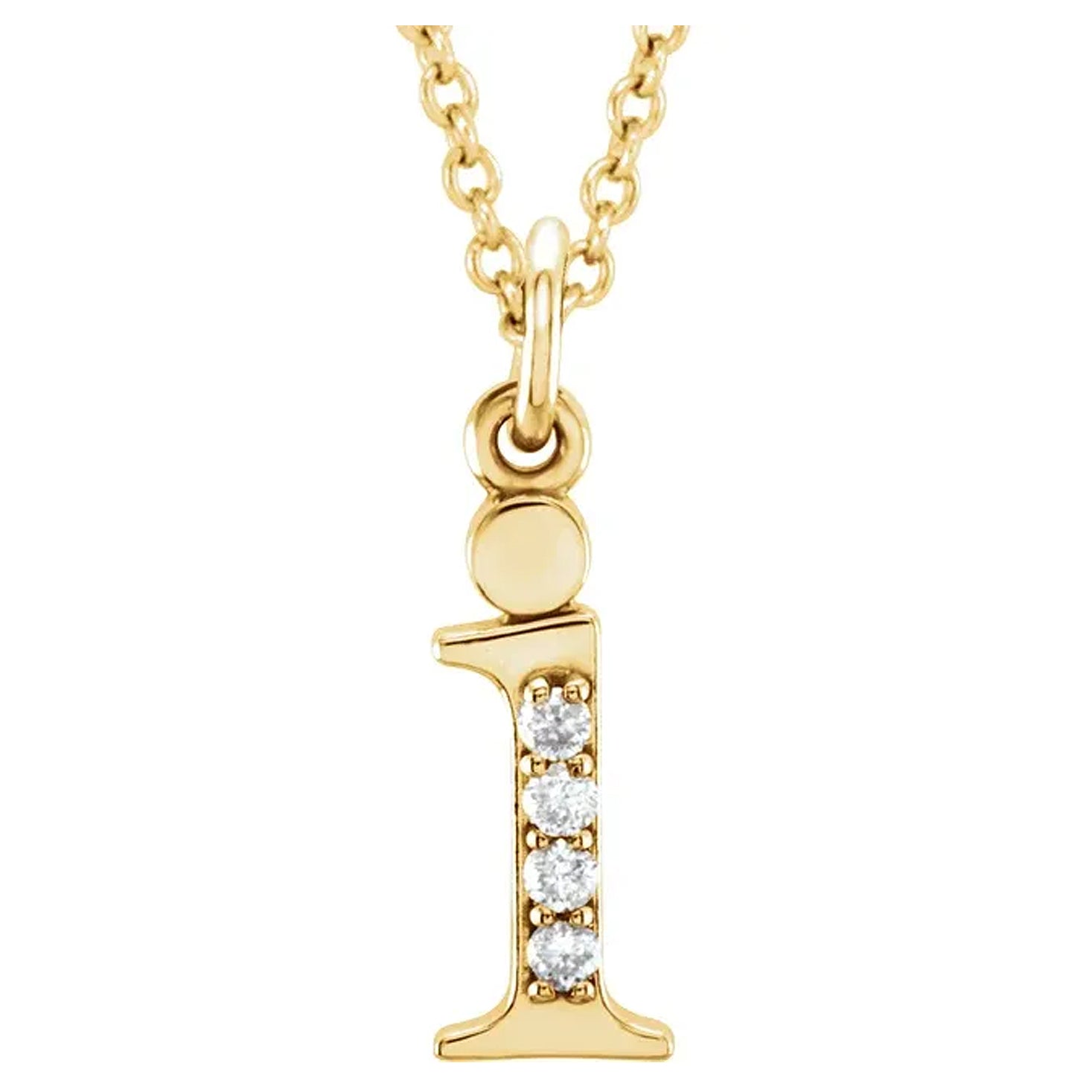 14K Gold Diamond Lowercase Initial Pendant Necklace