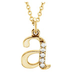 14K Gold Diamond Lowercase Initial Pendant Necklace
