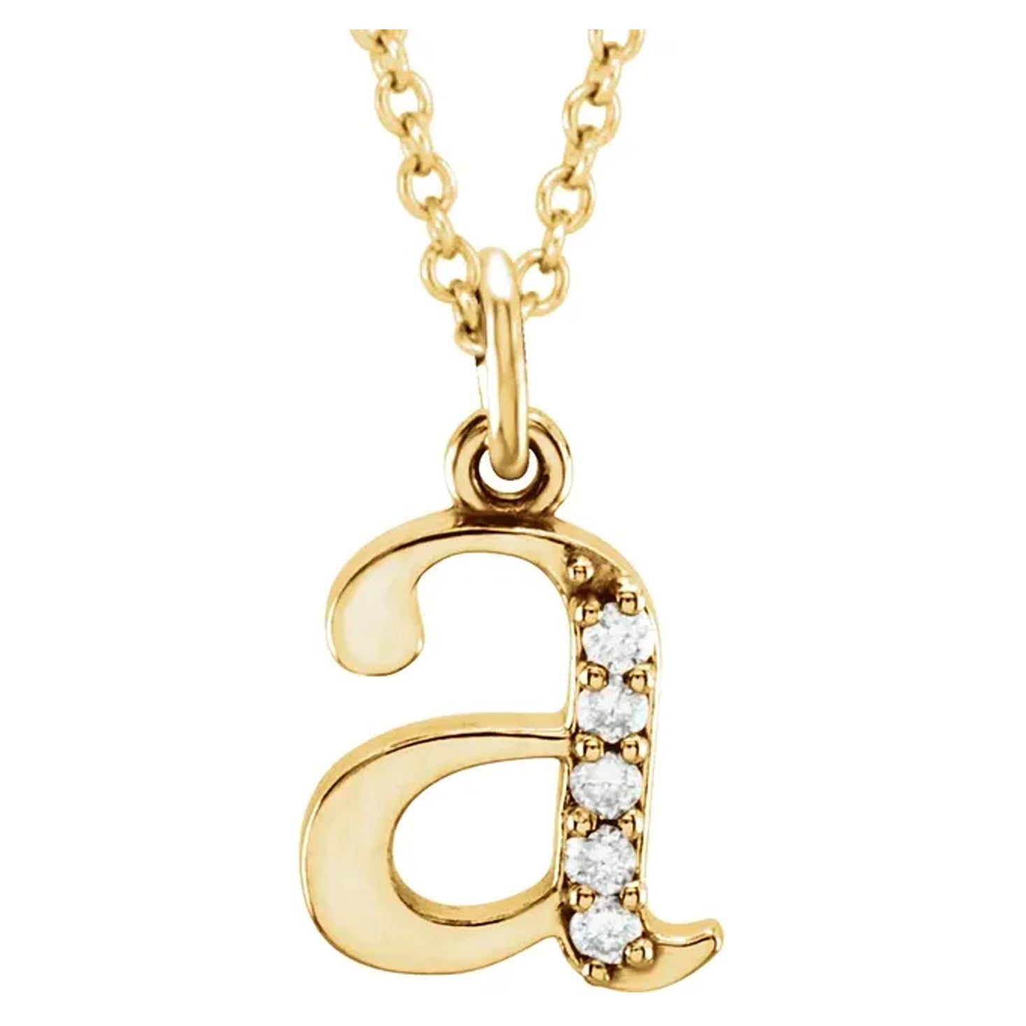 14K Gold Diamond Lowercase Initial Pendant Necklace