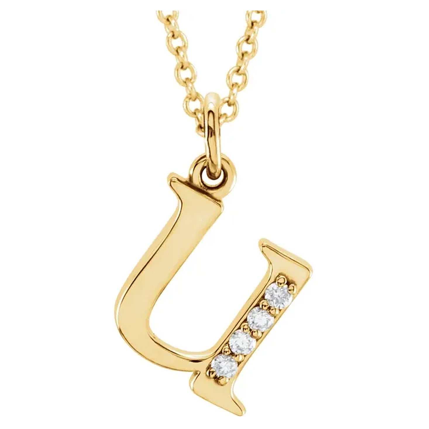 14K Gold Diamond Lowercase Initial Pendant Necklace