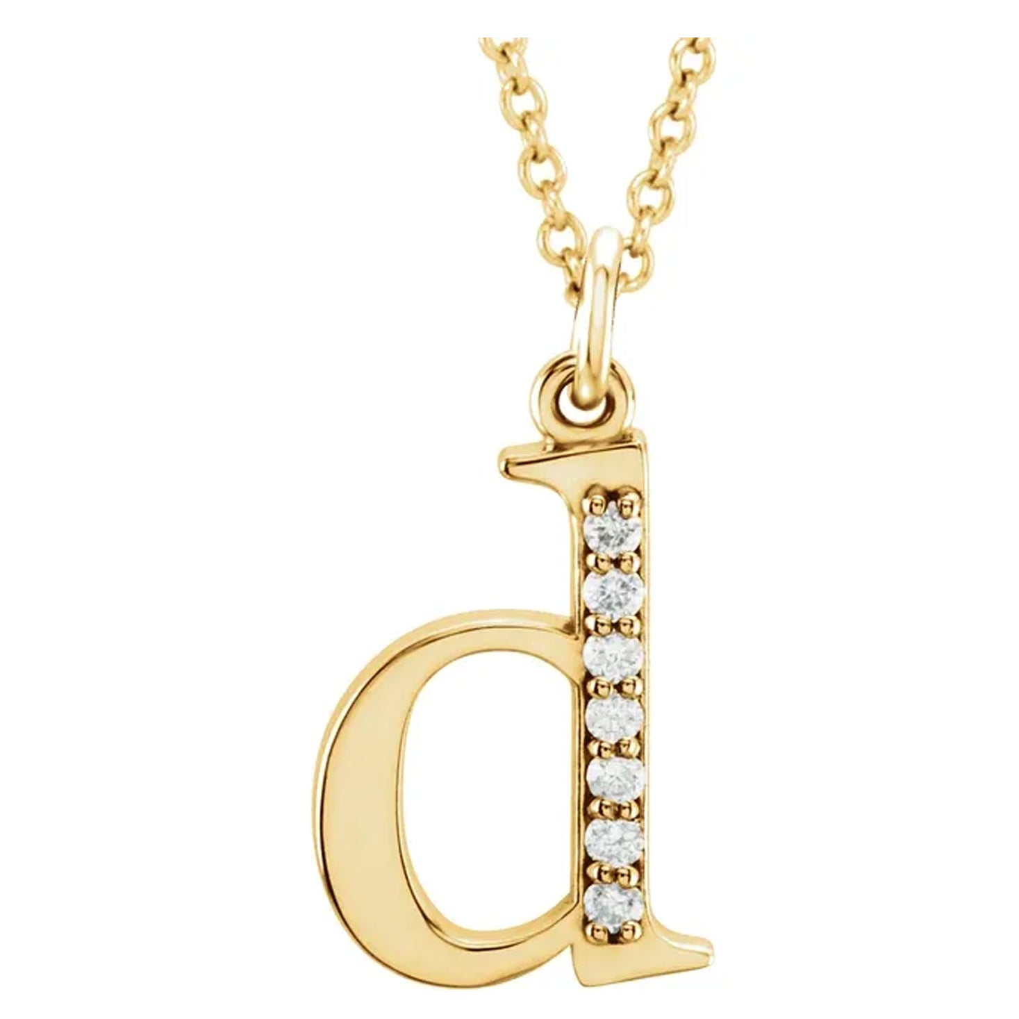 14K Gold Diamond Lowercase Initial Pendant Necklace